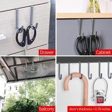 Load image into Gallery viewer, Buy now fle over cabinet door hook stainless steel multipurpose s hook over the door hook use for kitchen cabinet drawer bathroom wardrobe office 10 pack