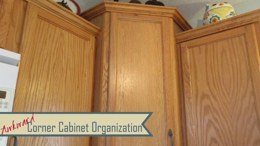 I'm in the kitchen today highlighting how I organize my awkward corner cabinets and lazy susan cabinet on a budget