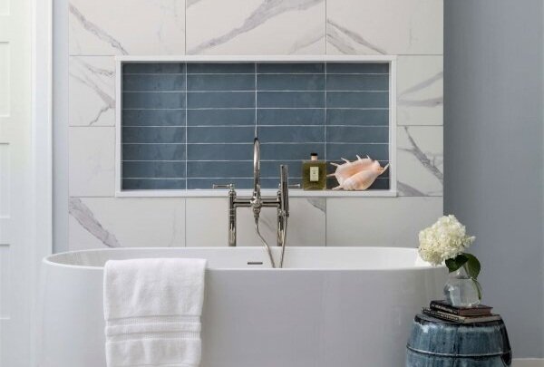 PROJECT REVEAL - A Fresh, Bright Blue And White Bathroom Remodel