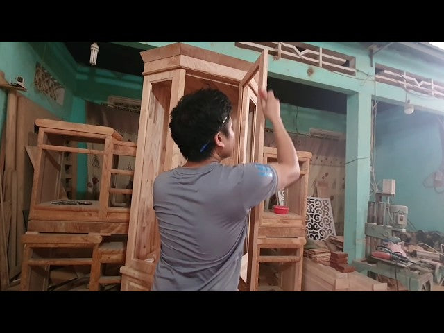 how to make the corner cabinet of an experienced young carpenter