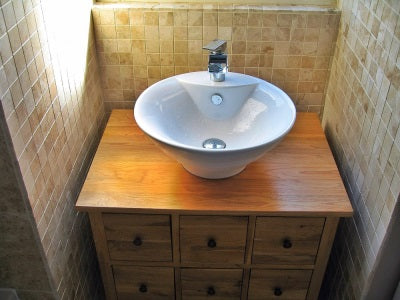 Interior of the bathroom: furniture