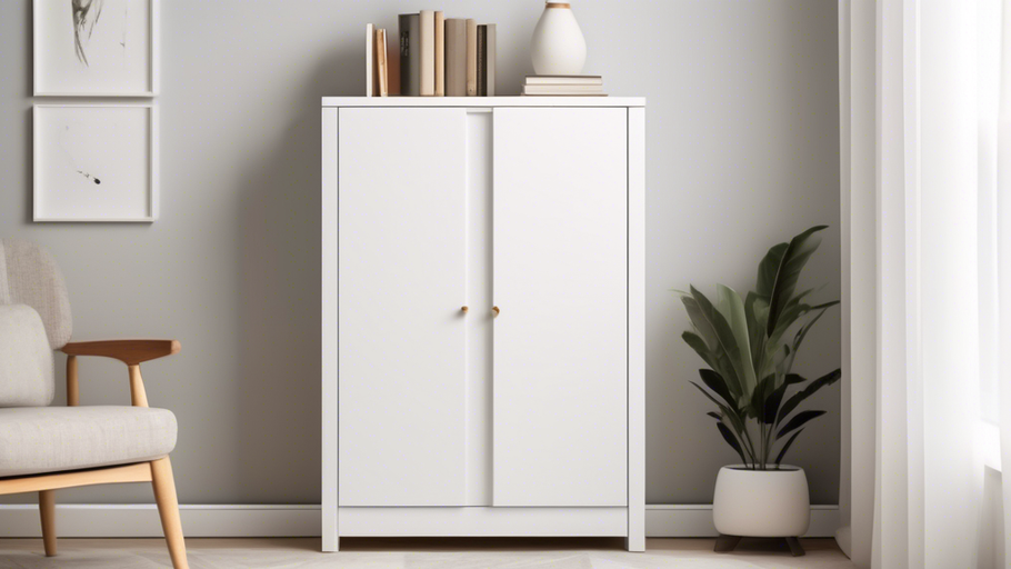 White Tall Storage Cabinet with Doors