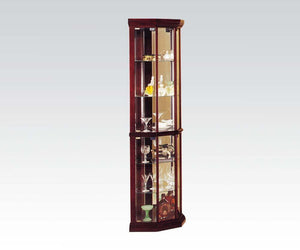 Acme 02347 Martha Cherry Corner Curio Cabinet Glass Door