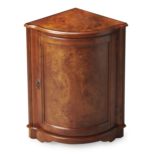Durham Olive Ash Burl Corner Cabinet