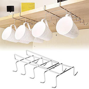 Organize with wellobox coffee mug holder under cabinet cup hanger rack stainless steel hooks cup rack under shelf for bar kitchen storage fit for the cabinet