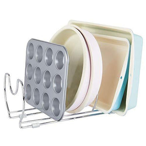 Great mallize metal wire pot pan organizer rack for kitchen cabinet pantry shelves 6 slots for vertical or horizontal storage of skillets frying or sauce pans lids baking stones