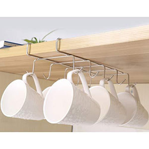 On amazon wellobox coffee mug holder under cabinet cup hanger rack stainless steel hooks cup rack under shelf for bar kitchen storage fit for the cabinet