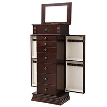 Load image into Gallery viewer, Products songmics large jewelry armoire cabinet standing storage chest neckalce organizer dark walnut ujjc14k