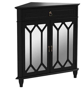 Cheap heather ann creations the dorset collection contemporary style wooden double door floor storage living room corner cabinet with hexagonal mirror inserts and 1 drawer black