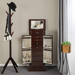 Save on songmics large jewelry armoire cabinet standing storage chest neckalce organizer dark walnut ujjc14k