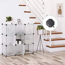 Load image into Gallery viewer, Great songmics cube storage organizer 9 cube diy plastic closet cabinet modular bookcase storage shelving with doors for bedroom living room office 36 7 l x 12 2 w x 36 7 h inches white ulpc116wsv1