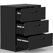 Load image into Gallery viewer, Order now 3 drawers white lateral file cabinet with lock lockable heavy duty filing cabinet steel construction blackcurve handle