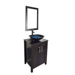 Purchase bathroom vanities 24 inch with sink freestanding eco mdf sink cabinet vanity organizers with counter top glass vessel sink vanity mirror and 1 5 gpm faucet combo vanity ocean blue sink