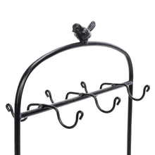 Load image into Gallery viewer, Budget festnight metal kitchen dish coffee mug cup holder with 6 hooks bird cage shape meal tray holder display rack organizer stand for table counter cabinet 20 9 x 12 2 x 6 7 l x w x h black