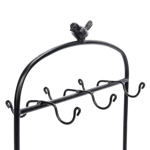 Budget festnight metal kitchen dish coffee mug cup holder with 6 hooks bird cage shape meal tray holder display rack organizer stand for table counter cabinet 20 9 x 12 2 x 6 7 l x w x h black