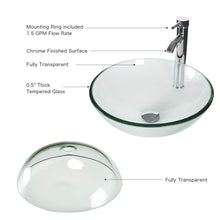 Load image into Gallery viewer, Best 24 bathroom vanity and sink combo stand cabinet mdf board cabinet tempered glass vessel sink round clear sink bowl 1 5 gpm water save chrome faucet solid brass pop up drain w mirror a16b06