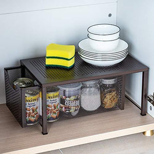 On amazon bextsware stackable multi function under sink cabinet sliding basket organizer drawer extra large capacity space saving bronze