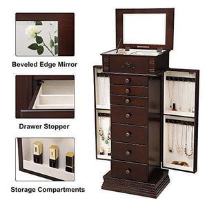 Results songmics large jewelry armoire cabinet standing storage chest neckalce organizer dark walnut ujjc14k