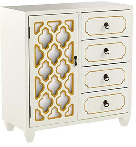 Related heather ann creations 4 drawer wooden accent chest and cabinet multi clover pattern grille with mirrored backing 30 75h x 29 5w beige gold