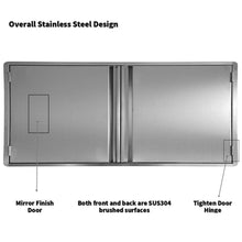 Load image into Gallery viewer, Try ciogo outdoor kitchen cabinets 31x21 inch double wall bbq doors 304 all brushed stainless steel double bbq access doors for bbq island bbq grill outdoor kitchen or outside cabinet built in