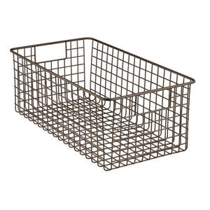 Try mdesign farmhouse decor metal wire bathroom organizer storage bin basket for cabinets shelves countertops bedroom kitchen laundry room closet garage 16 x 9 x 6 in 4 pack bronze