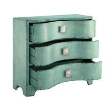 Load image into Gallery viewer, The best madison park fulton accent chest wood living room 3 drawer storage unit cracked antique blue teal antique rustic style floor cabinet