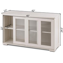 Load image into Gallery viewer, Products costzon kitchen storage sideboard antique stackable cabinet for home cupboard buffet dining room cream white with sliding door window