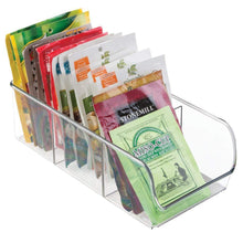 Load image into Gallery viewer, Shop here mdesign plastic food packet kitchen storage organizer bin caddy holds spice pouches dressing mixes hot chocolate tea sugar packets in pantry cabinets or countertop 8 pack clear