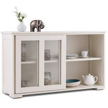 Load image into Gallery viewer, Organize with costzon kitchen storage sideboard antique stackable cabinet for home cupboard buffet dining room cream white with sliding door window