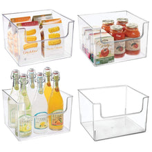 Load image into Gallery viewer, Related mdesign plastic open front food storage bin for kitchen cabinet pantry shelf fridge freezer organizer for fruit potatoes onions drinks snacks pasta 12 wide 4 pack clear