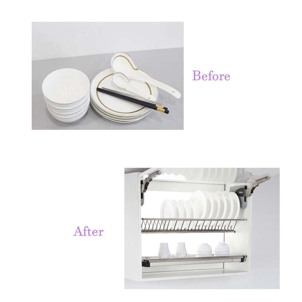 Buy modern 2 tier kitchen folding dish drying dryer rack 35 4 for cabinet stainless steel drainer plate bowl storage organizer holder
