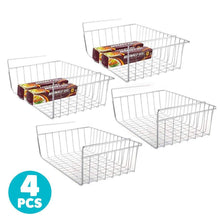 Load image into Gallery viewer, Shop 4pcs 15 8 under shelf basket storage wire rack organizer for cabinet thickness max 1 2 inch extra storage space on kitchen counter pantry desk bookshelf cupboard anti rust stainless steel rack