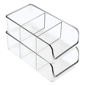 Discover the mdesign divided plastic home office desk drawer organizer storage bin for cabinets closets drawers desktops tables workspaces holds pens pencils erasers markers 3 sections 4 pack clear