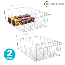 Load image into Gallery viewer, Discover the 2pcs 15 8 inchunder cabinet storage shelf wire basket organizer for cabinet thickness max 1 2 inch extra storage space on kitchen counter pantry desk bookshelf cupboard anti rust stainless steel rack