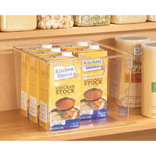 Load image into Gallery viewer, Try mdesign plastic food storage container bin with handles for kitchen pantry cabinet fridge freezer large organizer for snacks produce vegetables pasta bpa free 10 square 8 pack clear
