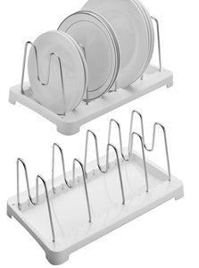 Budget 2 pack adjustable pot lid holder plate rack pan and pot organizer for kitchen cabinet sus304 stainless steel rust proof