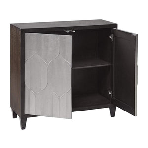 Products madison park mp130 0657 leah storage cabinet modern transitional luxe double door design solid wood legs living room furniture accent chest 34 25 tall silver