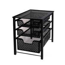Load image into Gallery viewer, Shop here stackable 3 tier organizer baskets with mesh sliding drawers ideal cabinet countertop pantry under the sink and desktop organizer for bathroom kitchen office
