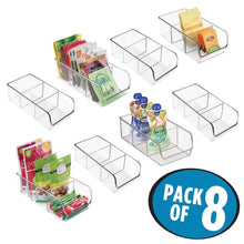 Load image into Gallery viewer, Top mdesign plastic food packet kitchen storage organizer bin caddy holds spice pouches dressing mixes hot chocolate tea sugar packets in pantry cabinets or countertop 8 pack clear