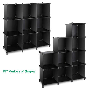 Top tomcare cube storage 9 cube closet organizer shelves plastic storage cube organizer diy closet organizer storage cabinet modular book shelf shelving for bedroom living room office black