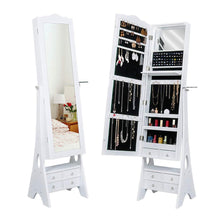 Load image into Gallery viewer, Budget friendly yokstore jewelry cabinet organizer led mirrored jewelry storage armoire with full length standing large capacity makeup dressing mirror wardrobe for bedroom white