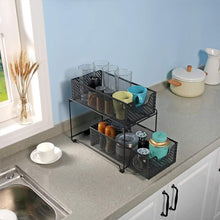 Load image into Gallery viewer, On amazon 2 tier organizer baskets with mesh sliding drawers ideal cabinet countertop pantry under the sink and desktop organizer for bathroom kitchen office