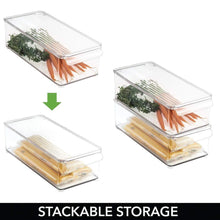 Load image into Gallery viewer, Discover mdesign plastic food storage container bin with lid and handle for kitchen pantry cabinet fridge freezer organizer for snacks produce vegetables pasta 8 pack clear