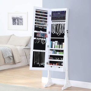 Buy gissar jewelry organizer full length mirror jewelry cabinet standing wall mounted jewelry armoire storage with lights lockable white