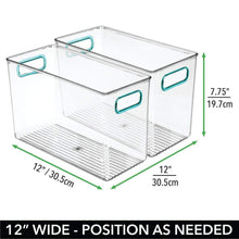 Load image into Gallery viewer, Purchase mdesign plastic home storage organizer bin for cube furniture shelving in office entryway closet cabinet bedroom laundry room nursery kids toy room 12 x 6 x 7 75 4 pack clear blue
