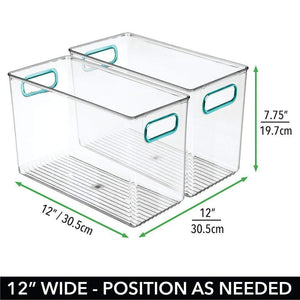 Purchase mdesign plastic home storage organizer bin for cube furniture shelving in office entryway closet cabinet bedroom laundry room nursery kids toy room 12 x 6 x 7 75 4 pack clear blue