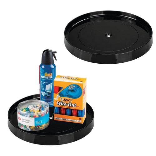 mDesign Plastic Spinning Lazy Susan Turntable Tray Container for Desktop, Drawer, Closet - Rotating Organizer for Home Office Supplies, Erasers, Colored Pencils - 11.25