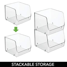 Load image into Gallery viewer, On amazon mdesign large stackable plastic bathroom storage organizer bin basket with wide open front for vanity countertops cabinets closets under sinks cube 7 75 wide 4 pack clear