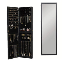 Load image into Gallery viewer, Save on plaza astoria pa66bk wall mounted over the door super sized jewelry armoire storage cabinet with vanity full length dressing mirror black