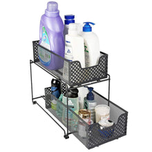 Load image into Gallery viewer, Home 2 tier organizer baskets with mesh sliding drawers ideal cabinet countertop pantry under the sink and desktop organizer for bathroom kitchen office
